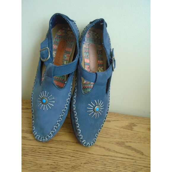 Hush Puppies Womens Moccasin Gray Strap Buckle Leather BOHO Native Sz 10M - Picture 6 of 9